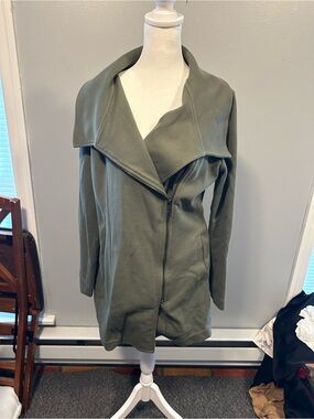 Banana Republic Olive Green Asymmetrical Zip Trench Coat
